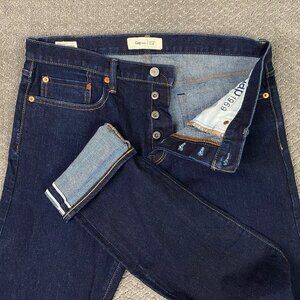 GAP 1969 Jeans Men's 32 x 34 Blue Japanese Kaihara Raw Selvedge Slim Button Fly
